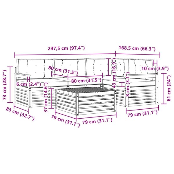 Utomhussoffset med kudde 5 pcs Naturlig och Grädde