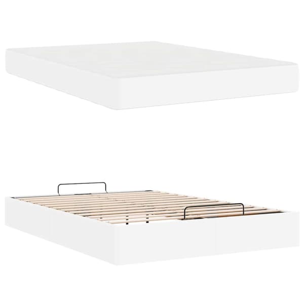 Sängram med madrass Övrigt 2 pcs Vit PVC