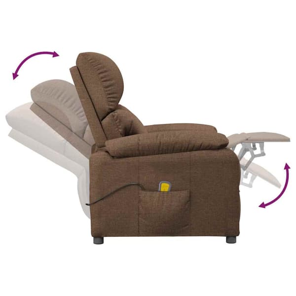Massagefåtölj brun tyg