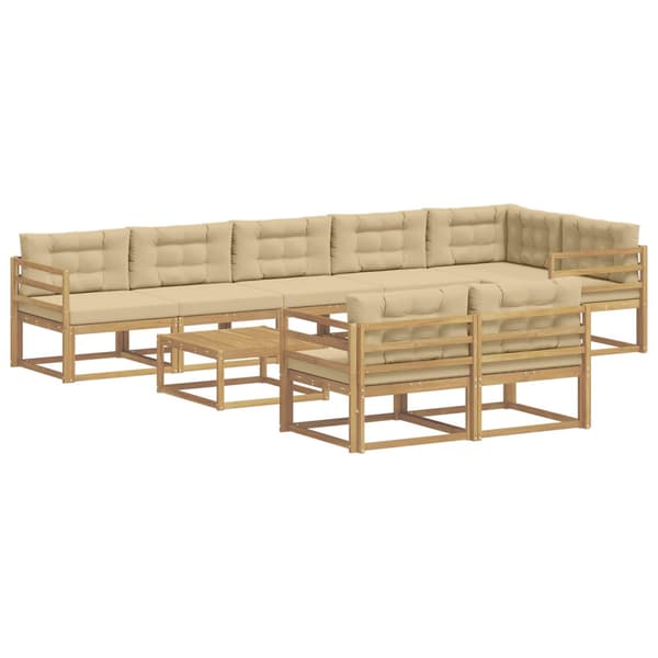 Utomhussoffset 9 pcs Vit och Beige 79 x 79 x 37 cm Polyester