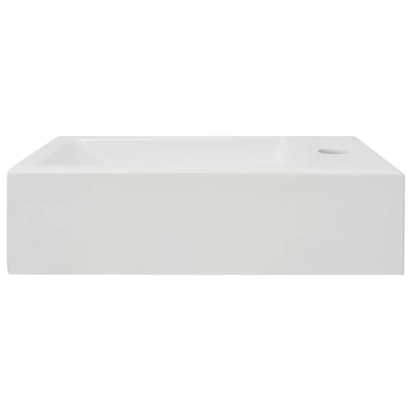 Handfat med kranhål rektangulär keramisk vit 46x25,5x12 cm