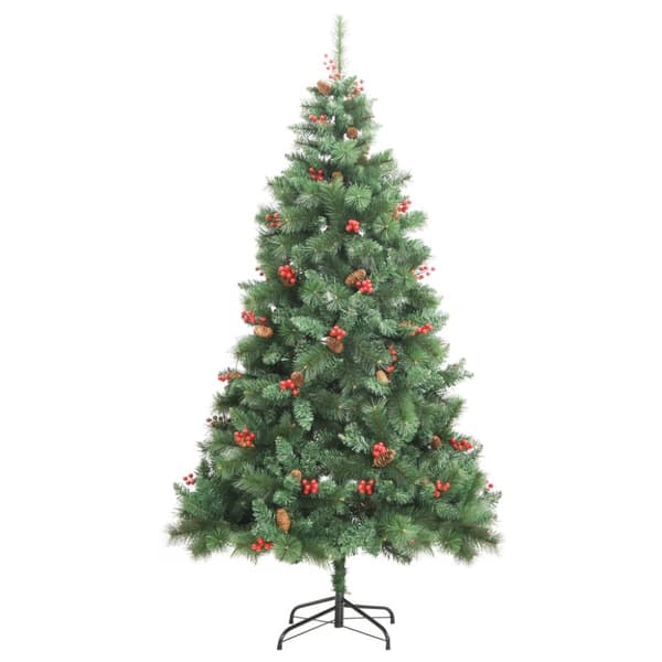 Plastgran med kottar och röda bär gångjärn 180 cm