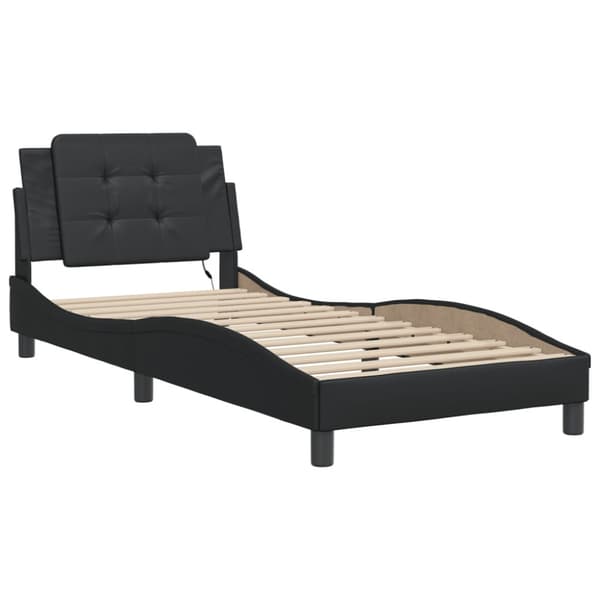 Bed Frame with LED without Mattress "Zadar" Black 90x190 cm