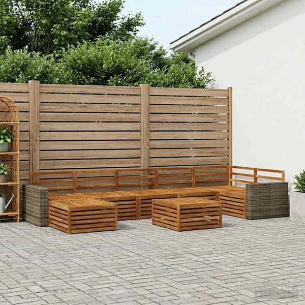 Utomhussoffset 8 pcs Naturlig