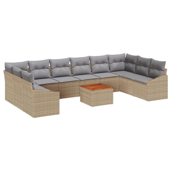 Trädgårdsoffset med kudde 11 pcs Beige konstrotting