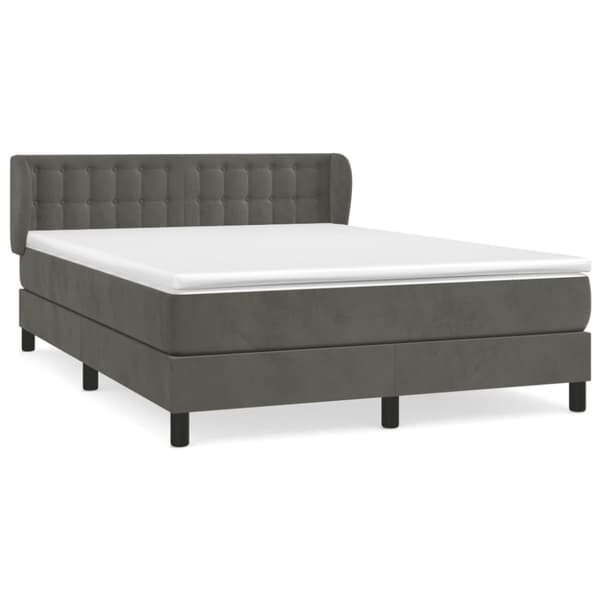 Ramsäng med madrass mörkgrå 140x190 cm sammet