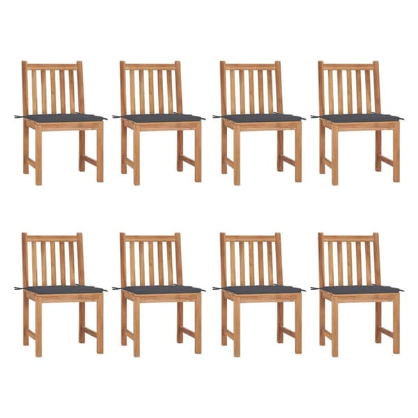 Trädgårdsstolar 8 st med dynor massiv teak