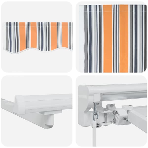 Manuell markisram med LED-lampor Blå, Orange, Vit 4,5 × 3,5 m