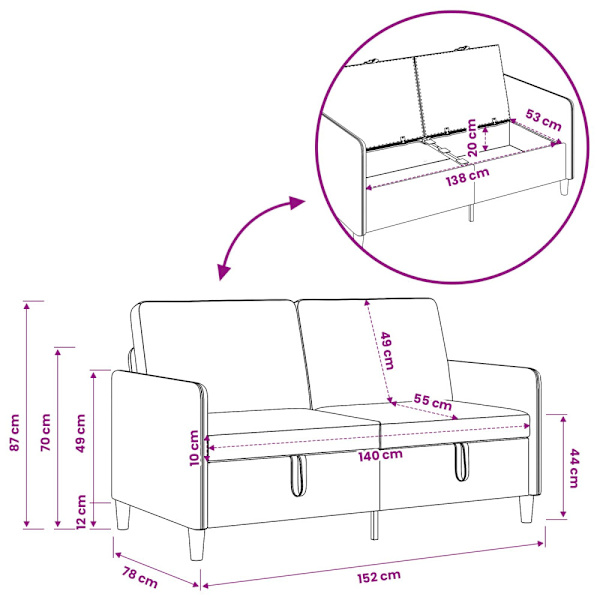 Soffa med förvaring Turkos 152 x 78 x 87 cm Polyester