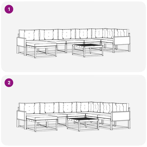 Utomhussoffset med kudde 8 pcs Naturlig och ljusgrå