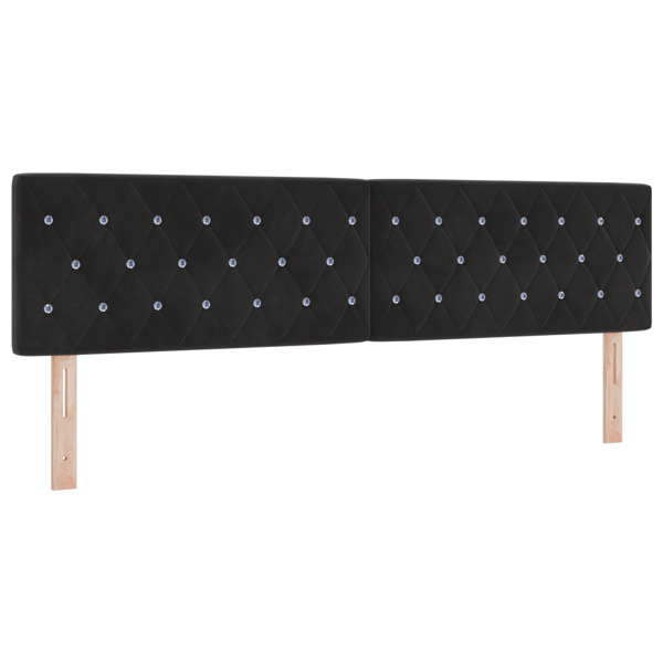 Bäddfjäder med huvudgavel Svart 200 x 180 cm Sammet