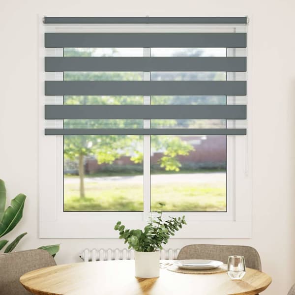 Rullgardin zebra mörkgrå 130x150 cm tyg bredd 125,9cm polyester