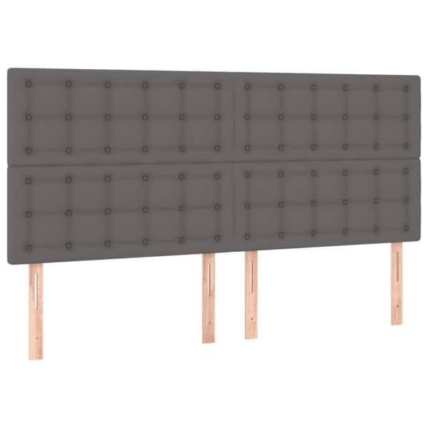 Ramsäng med madrass grå 160x200 cm konstläder