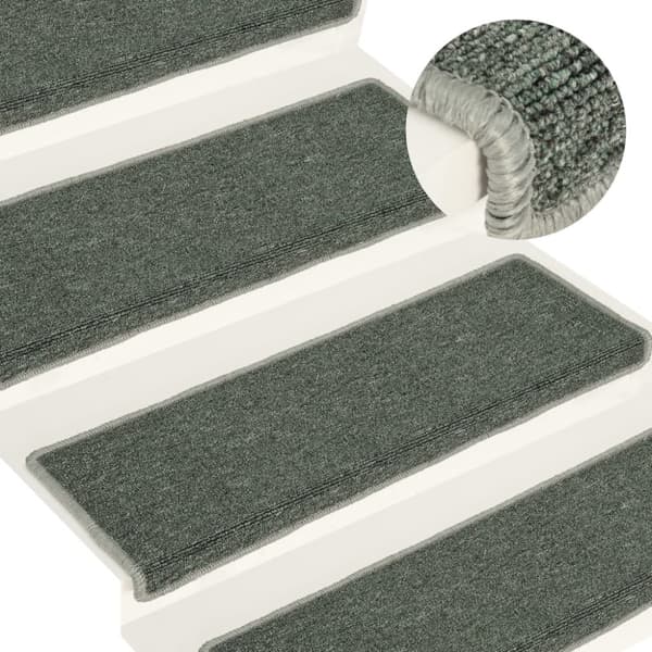 Trappmattor 15 st 65x21x4 cm mörkgröna rektangulära kanter