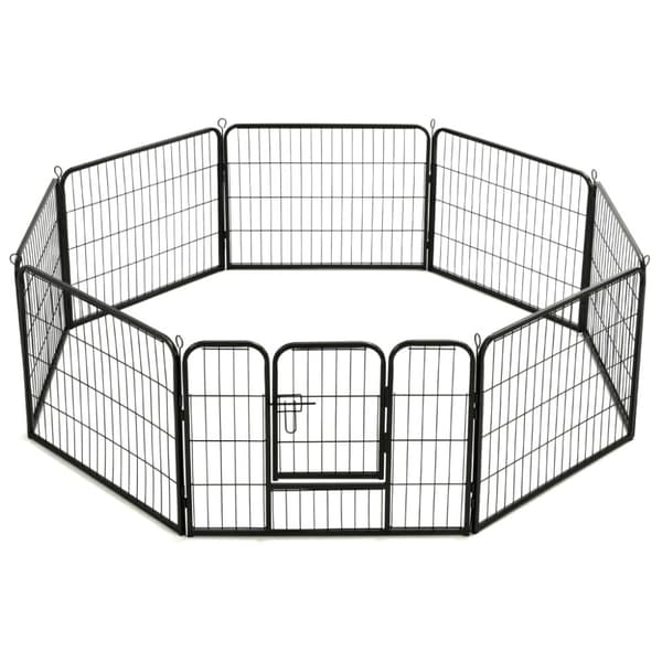 Hundhage 8 paneler stål 60x80 cm svart