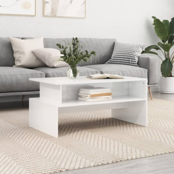 Soffbord vit högglans 90x55x42,5 cm konstruerat trä