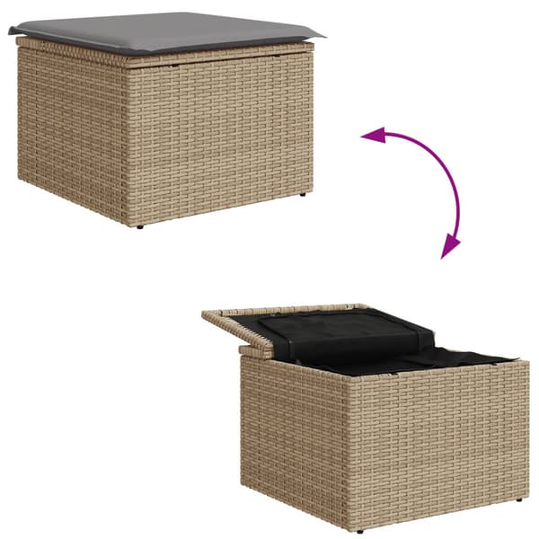 Trädgårdsoffset med kudde 5 pcs Beige och Ljusgrå konstrotting