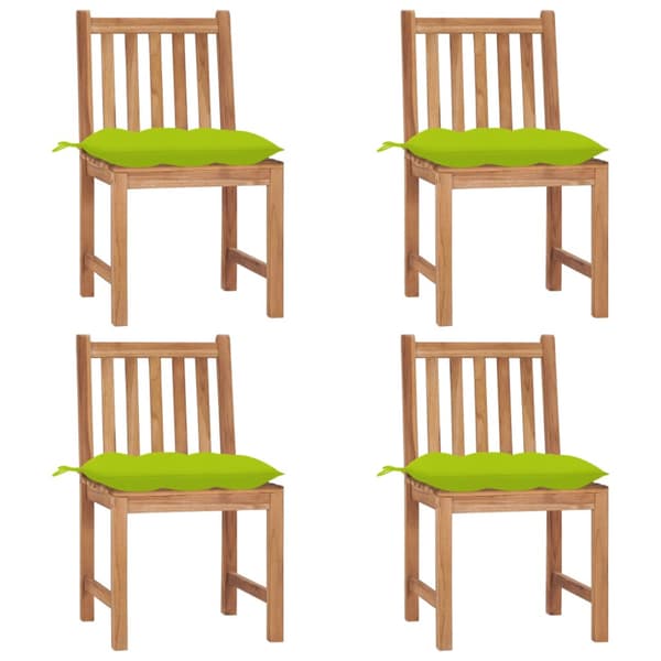 Trädgårdsstolar 4 st med dynor massiv teak