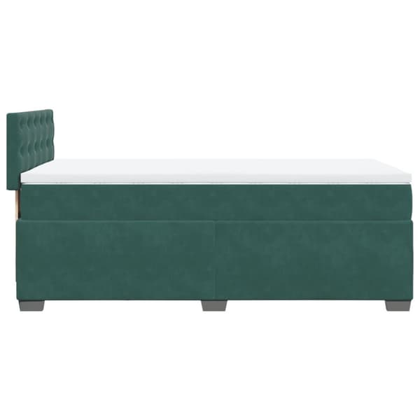 Ramsäng med madrass mörkgrön 90x190 cm sammet