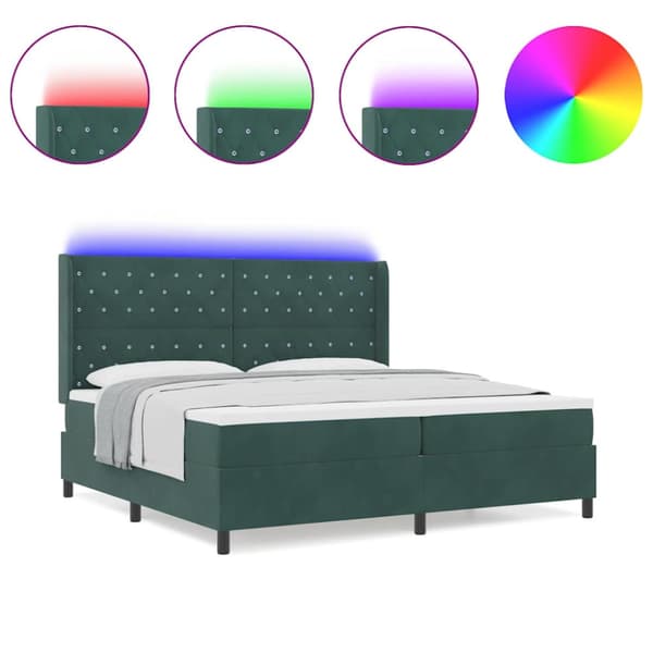 Bäddfjäder med madrass med led Mörkgrön 200 x 200 cm Sammet