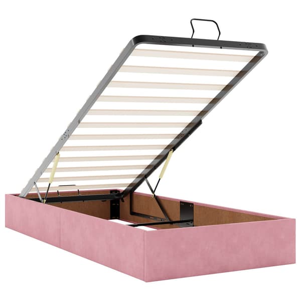 Ottoman-säng med madrass och LED Rosa 100 x 200 cm Sammet