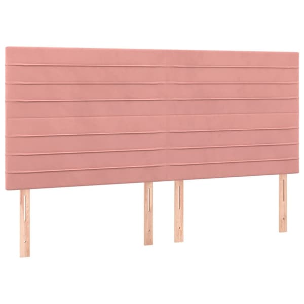 Sänggavel LED rosa 200x5x118/128 cm sammet