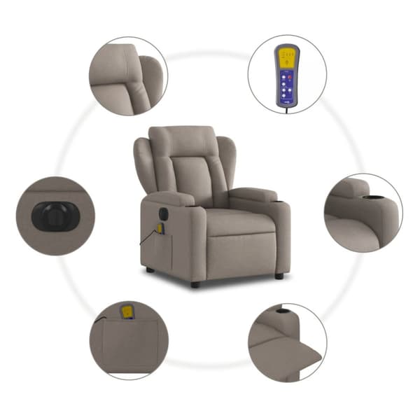 Elektrisk massagefåtölj taupe tyg