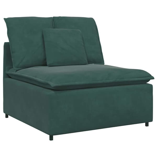 Modulsoffa med fotpall och dynor sammet mörkgrön