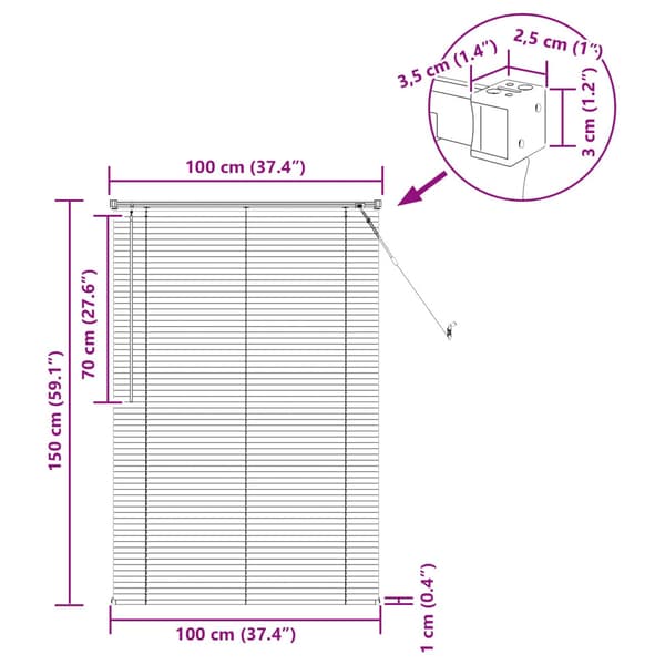 Persienn Svart 150 x 100 cm PVC