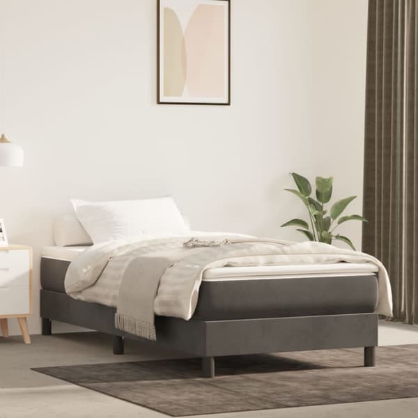 Boxspring-sängram mörkgrå 100x200 cm sammet