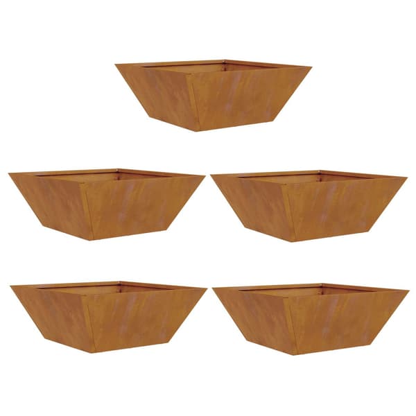 Trädgårdsplanterare 5 pcs Rostig 40 x 40 x 15 cm