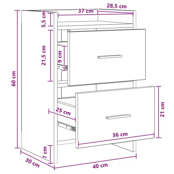 Sängbord 2 pcs Gammalt trä 40 x 30 x 60 cm Konstruerat trä