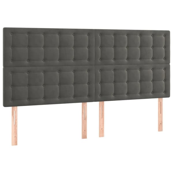Ramsäng med madrass & LED mörkgrå 180x200 cm sammet