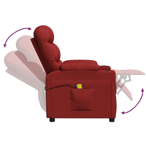 Elektrisk massagefåtölj vinröd tyg