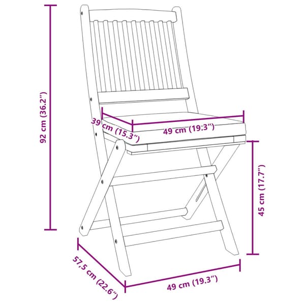 Fällstol med kudde 4 pcs Grå 49 x 57.5 x 92cm Massivt akaciaträ