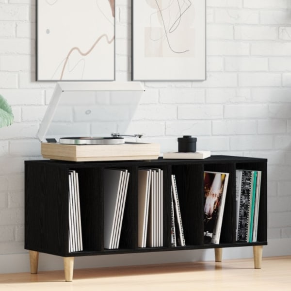 Skåp för vinylskivor svart ek 100x38x48 cm konstruerat trä