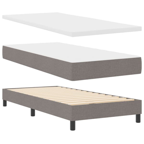 Bäddfjäder med huvudgavel Taupe 90 x 200 cm tyg