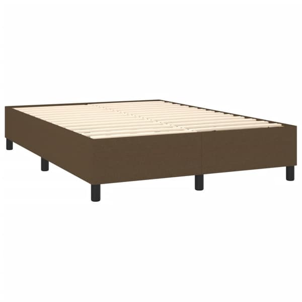 Ramsäng med madrass mörkbrun 140x190 cm tyg