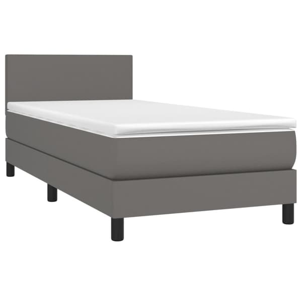 Ramsäng med madrass grå 100x200 cm konstläder