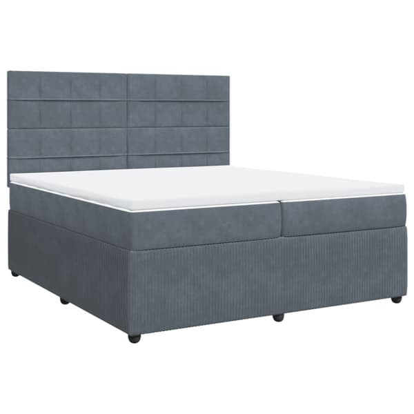 Ramsäng med madrass mörkgrå 200x200 cm sammet