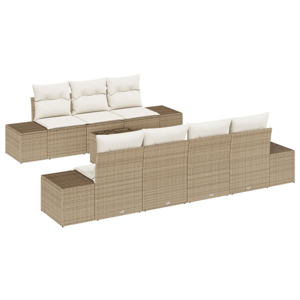 Trädgårdsoffset 8 pcs Beige och gräddfärgad konstrotting