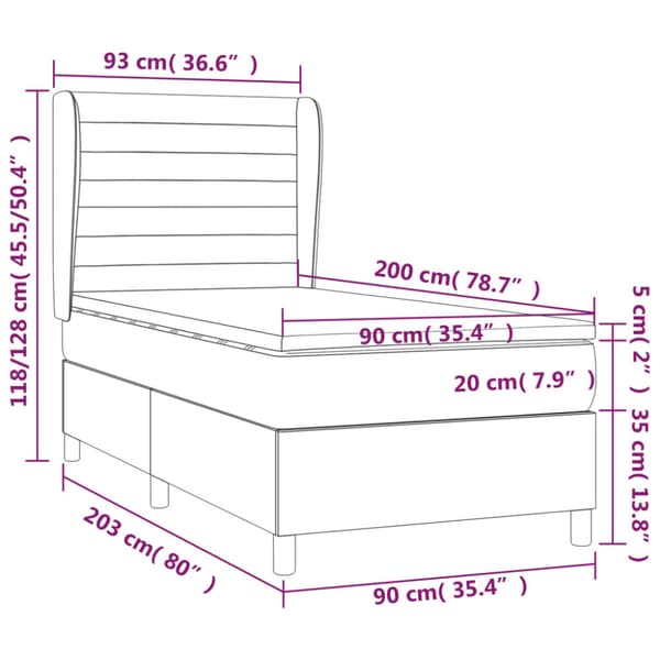 Ramsäng med madrass ljusgrå 90x200 cm tyg
