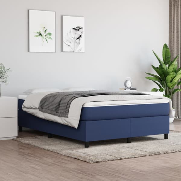 Boxspring-sängram blå 140x200 cm tyg