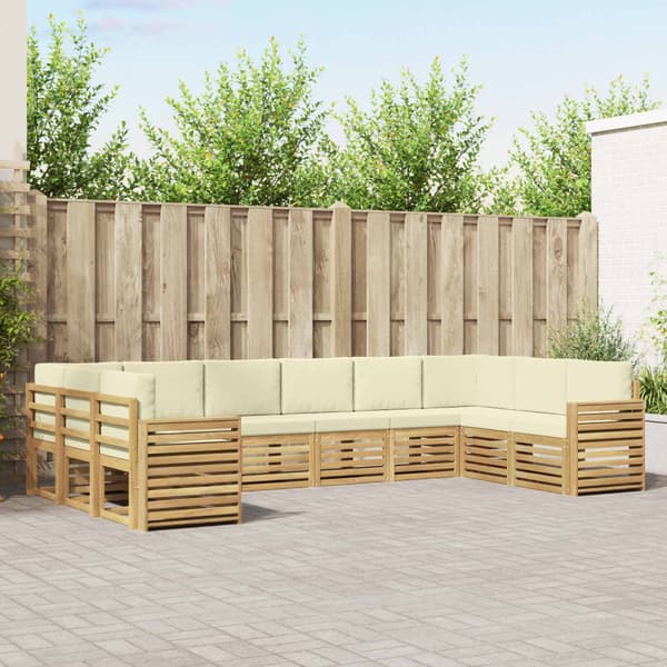 Utomhussoffset 10 pcs Vit och grädde 363 x 191,5 x 73 cm