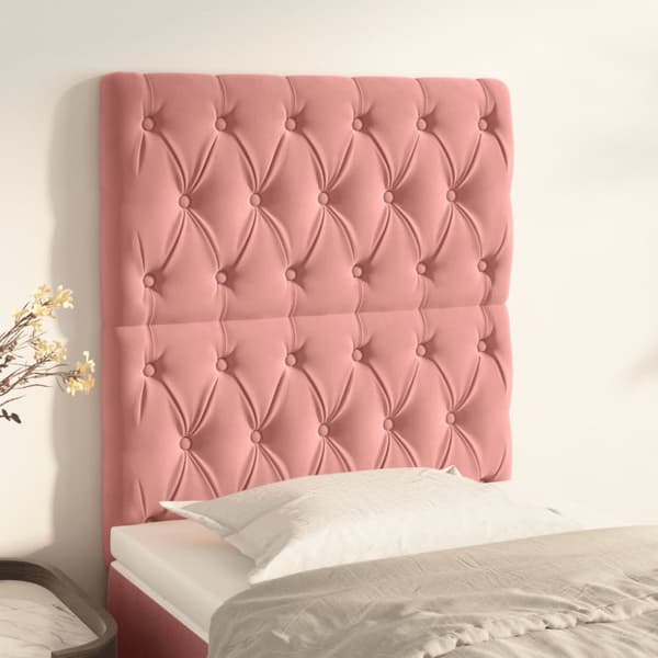 Sänggavel rosa 80x7x118/128 cm sammet