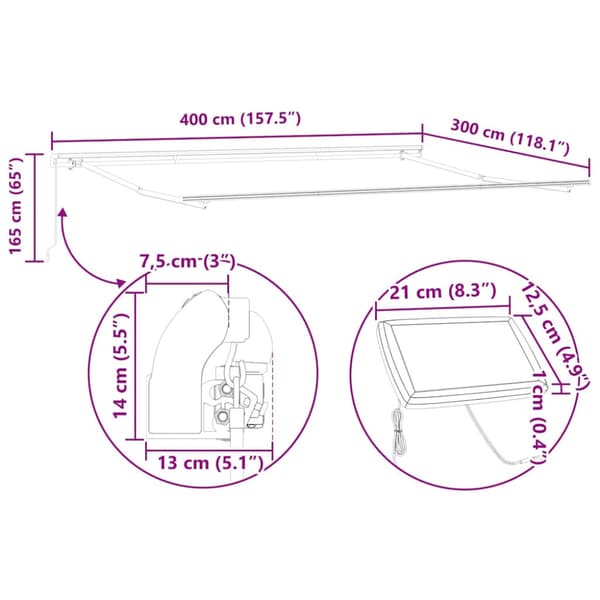 Markisram Vit 400 × 300 cm Aluminium