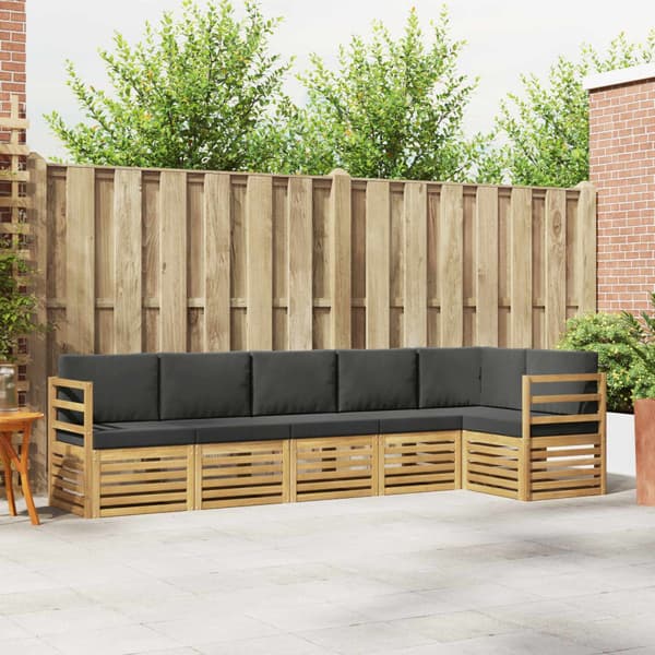 Utomhussoffset 6 pcs Vit och antracit 306 x 128,5 x 73 cm