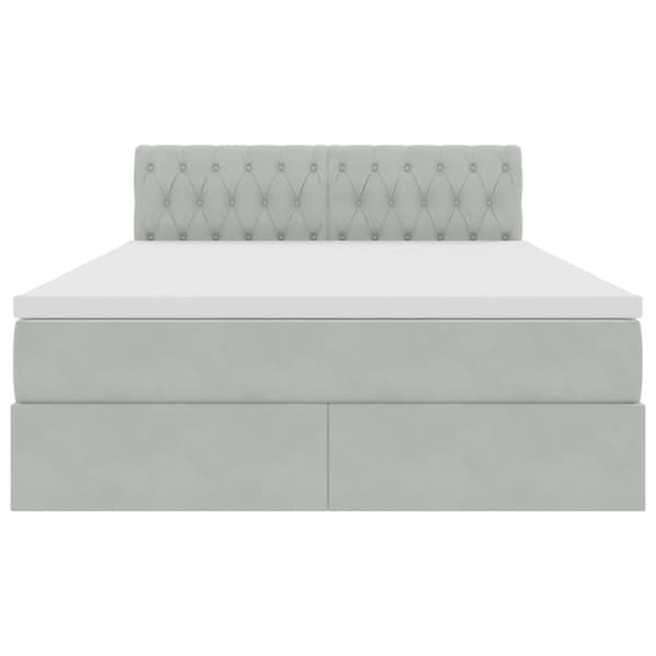 Förvaringssäng med madrass Ljusgrå 140 x 200 cm Sammet