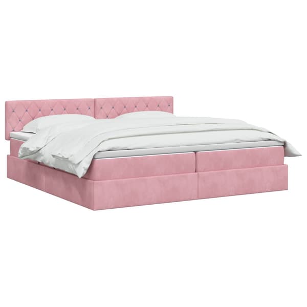 Förvaringssäng med huvudgavel Rosa 200 x 200 cm Sammet