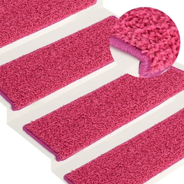 Trappmattor 15 st 65x21x4 cm rosa rektangulär kant